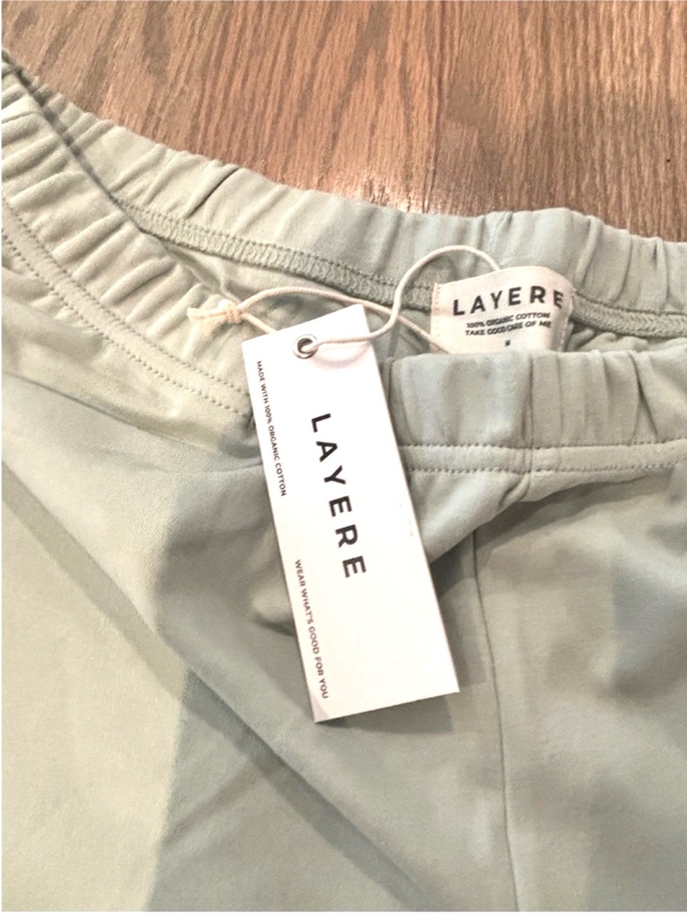 Layere 100% Organic Cotton Shorts Pistachio Cream M NWT - Picture 4 of 8